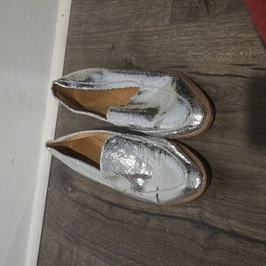 Madewell Silver Crackle Loafers